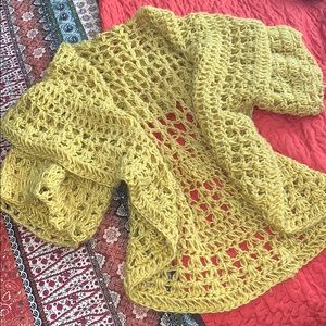 Yellow handmade knit cardigan